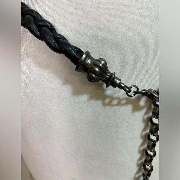 Black Braided Leather and Metal Belt 36” - Picture 3 of 12